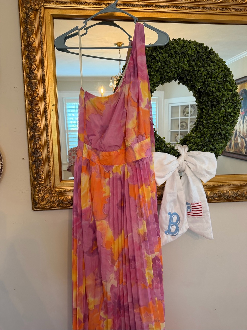 Women’s One -Shoulder Pink & Orange Floral Print Dress